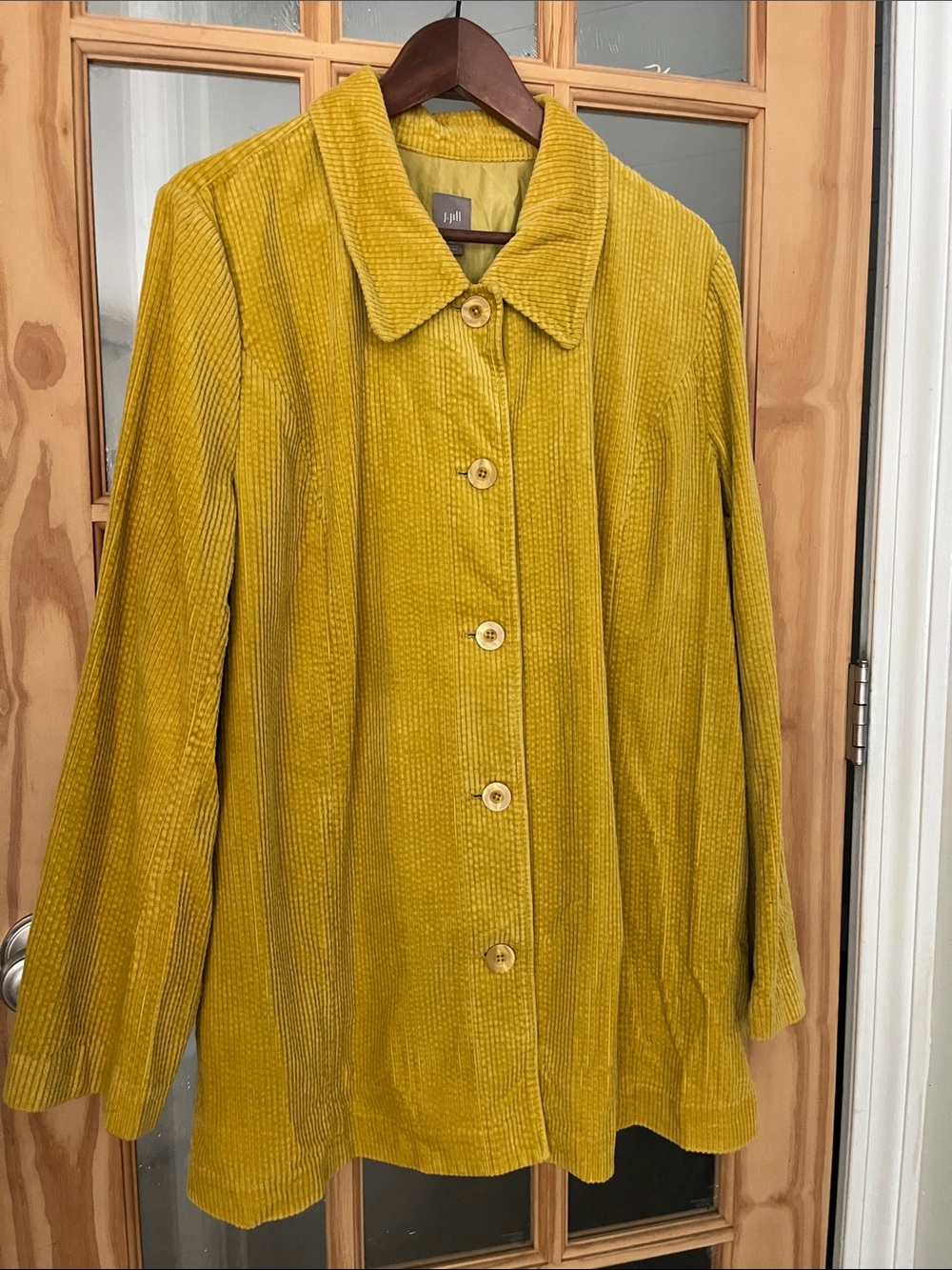 J. Jill Mustard Yellow Corduroy Cotton Button Down swing shirt jacket Shacket